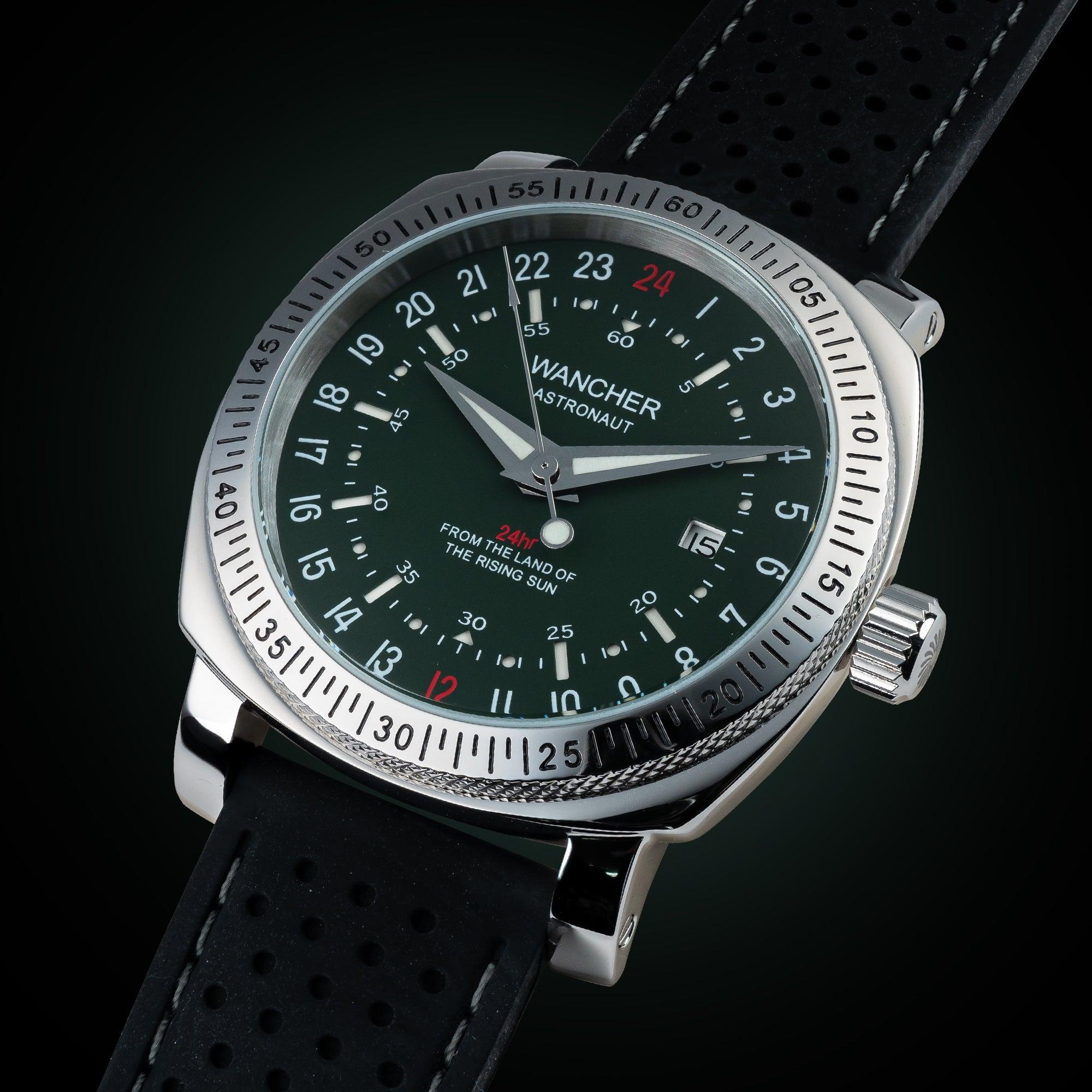 Durable 24 hour military watch with automatic 24h movement and analog dial, influenced by Glycine Airman DC 4 and field-tested for tactical precision