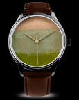 Traditional Japanese Urushi lacquer watch Dream Watch Chawan-Iro Matcha with Ishime Tsuishitsu Nuri Kinma dial art Wancher Watch