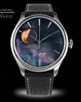 Vario everyday onxy black genuine italian leather watch strap on a wancher dream moonphase kaguya suigetsu watch