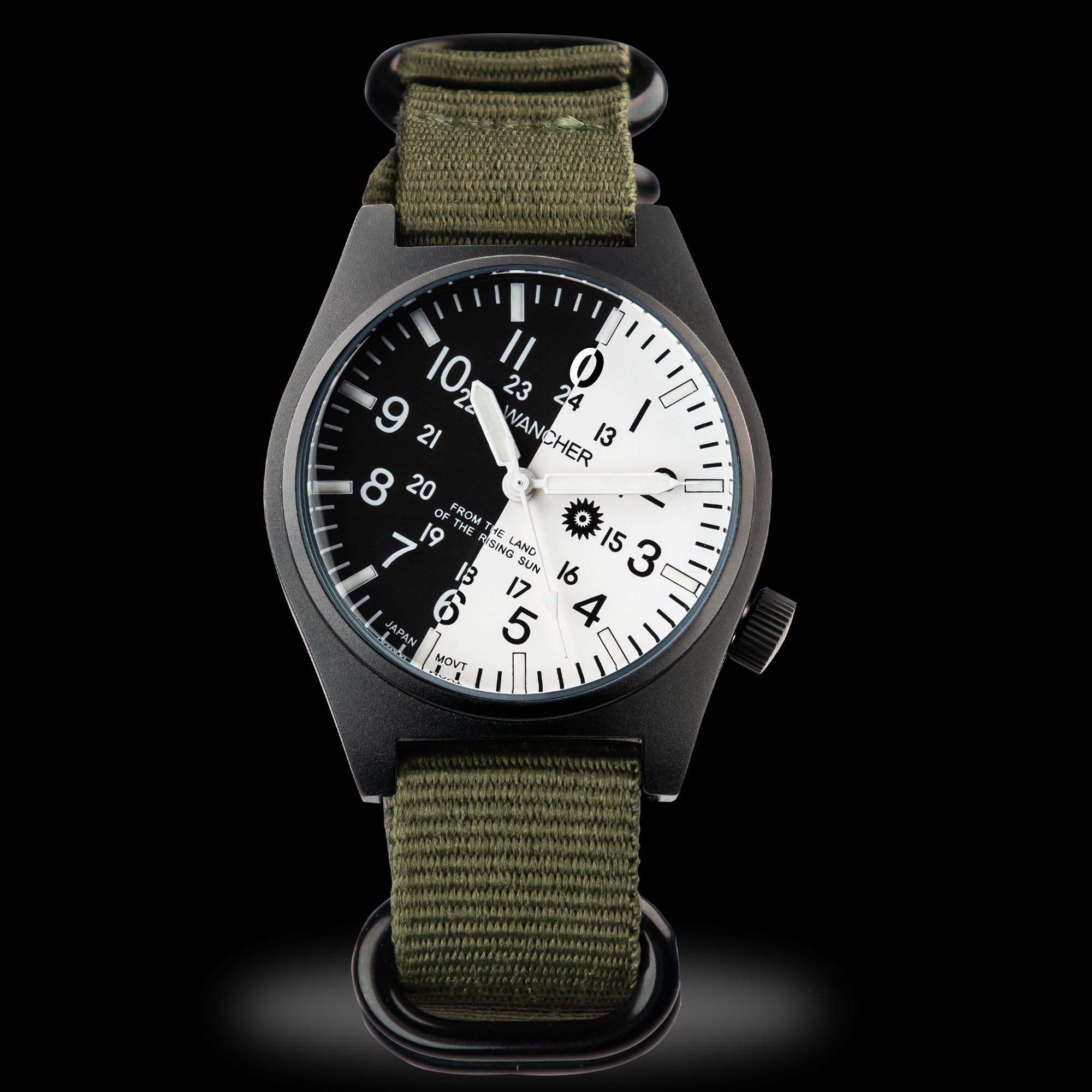 Wancher Gurkha on wrist in forest – Japanese field watch for rugged outdoor missions