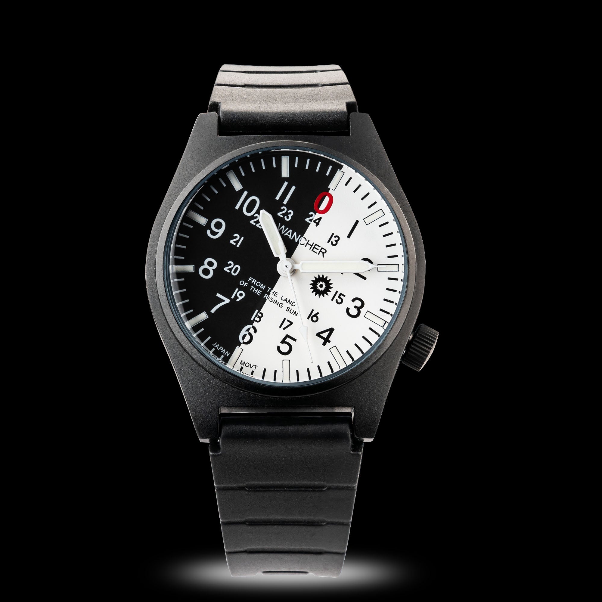 Wancher Gurkha watch displayed on tactical gear – Japanese field watch built for outdoor performance