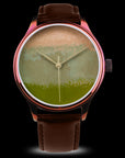 Exclusive Japanese Urushi art watch Dream Watch Chawan-Iro Matcha with heritage Ishime Kinma lacquer technique