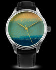 Dream Watch Chawan-iro Ai with carved and polished Urushi dial handcrafted in Japan