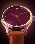 Wancher Dream Watch Urushi Purple Echizen urushi watch, Miyota 9015 automatic, domed sapphire, date display