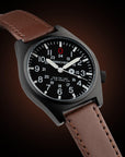 Side view of the Wancher Gurkha Field Watch with tilted dial – Ideal for collectors of rugged military-style watches