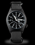 Wancher Gurkha 45-degree tilted dial field watch, black PVD aluminium case, Miyota quartz movement, Japanese microbrand men's watch