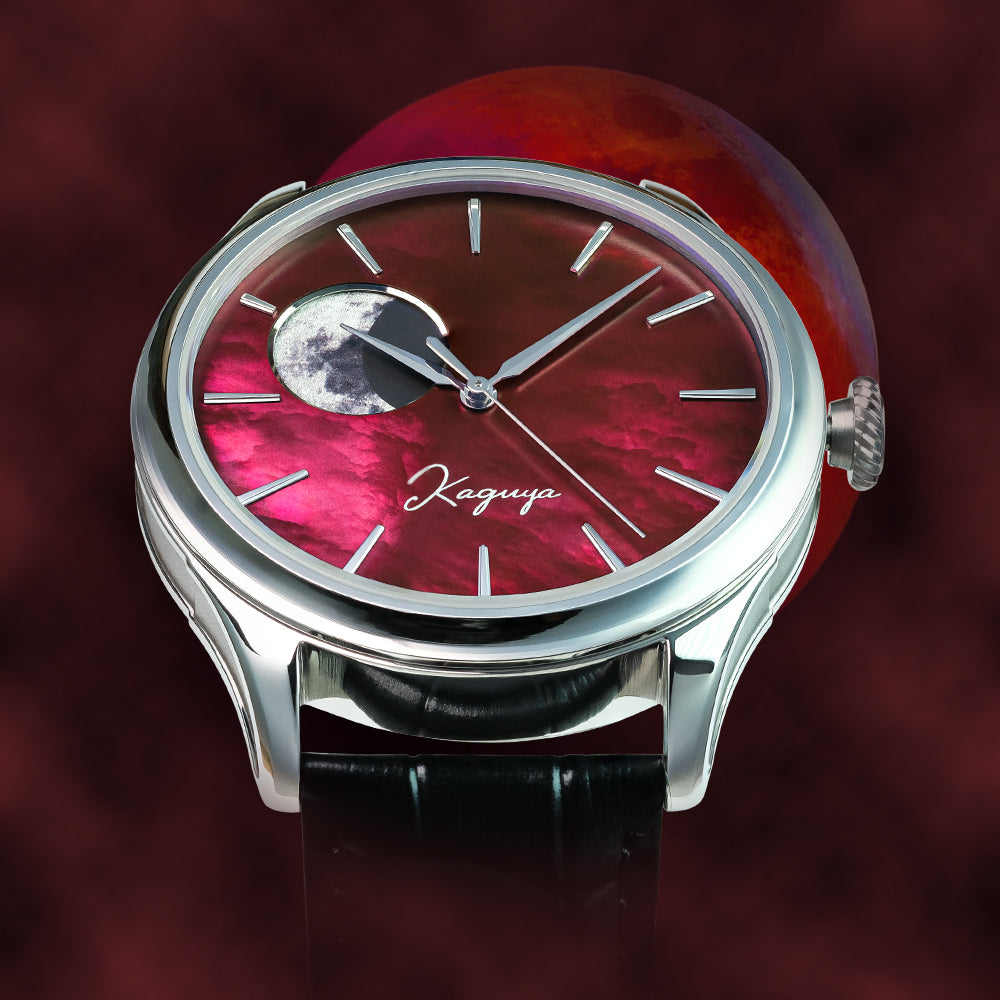 Automatic moonphase watch with Red Pantone raden dial and sub dial moon display