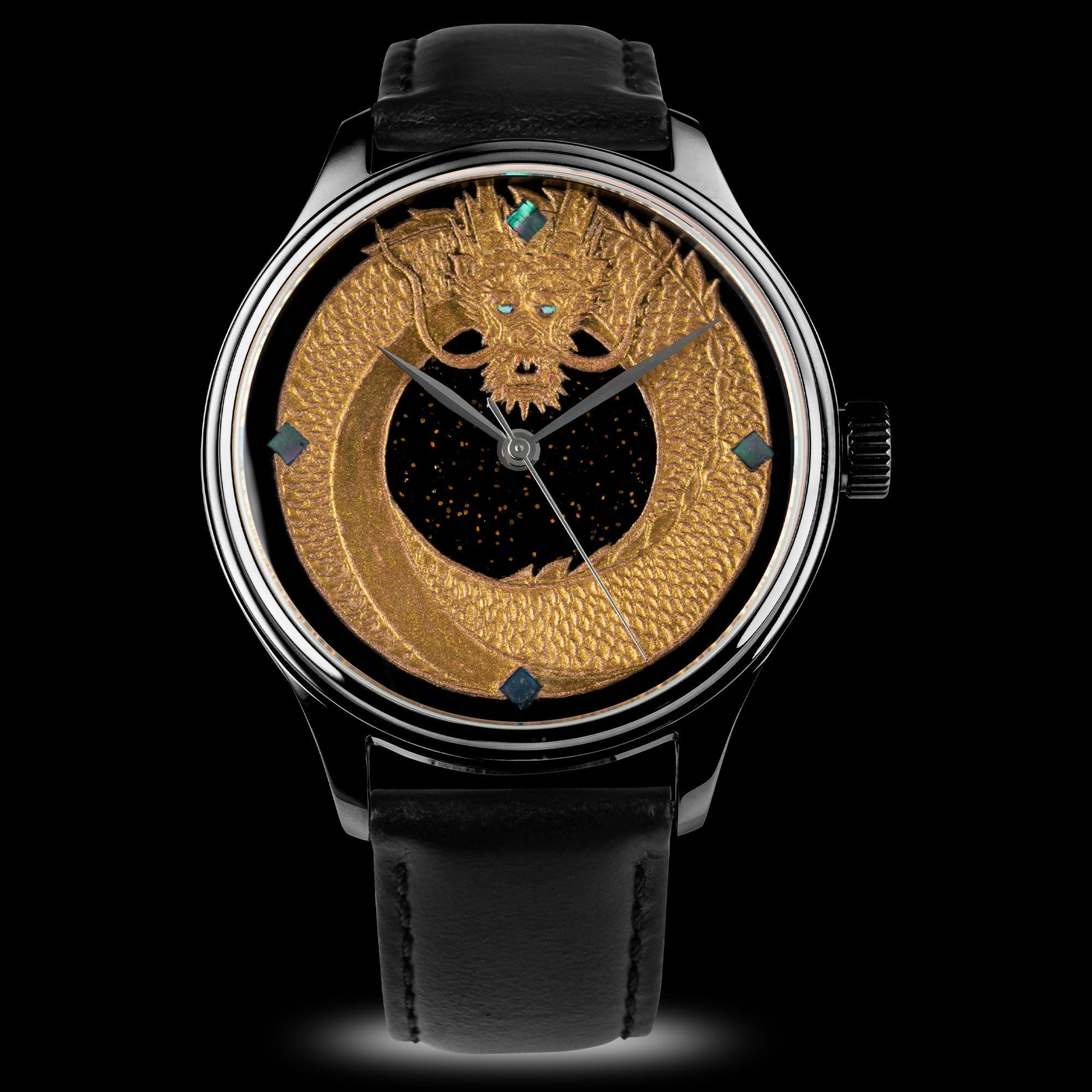 Wancher Dream Dragon - Black Urushi Maki-e Dragon Watch - Black