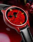 First-ever urushi-lacquered surgical steel watch case, Lacquered in Aizu Japan craftsmanship Traditional craftmanship. Wajima urushi lacquered Dial Kawari Nuri technique Wancher Watch