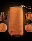 Premium 2-slot deer leather pouch made with Banshu-style craftsmanship