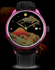 Buy urushi Maki-e watch Mount Fuji Japan luxury Japanese lacquer watch gold design with sapphire crystal and steel case