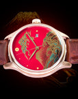 Luxury Japanese lacquer watch gold Mount Fuji motif handcrafted using traditional urushi Maki-e technique