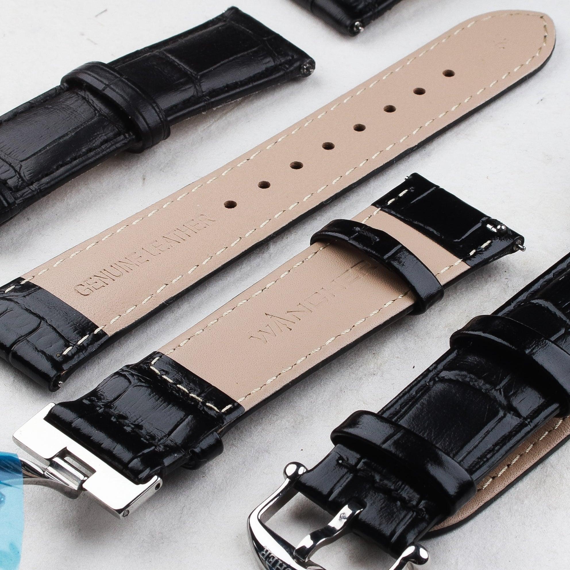 Italian Calfskin Leather Strap - Butterfly Buckle Clasp Type - 21mm - Wancher Watch