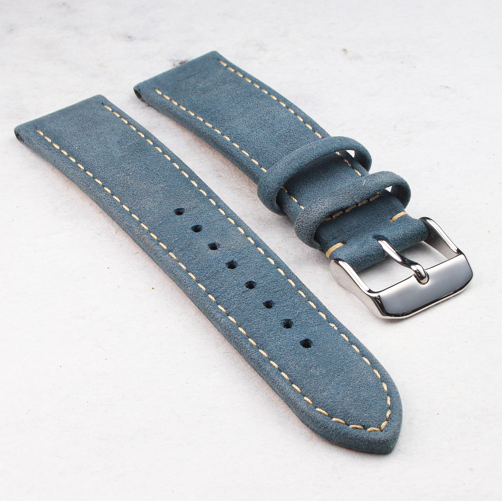 Suade Leather Strap - Wancher Watch Wancher Watch Blue Wancher Watch Suade Leather Strap {{ Automatic Watch {{ Watch }} }} {{ Japan }}  Genuine Leather Strap with Silver Pin Closure by Wancher