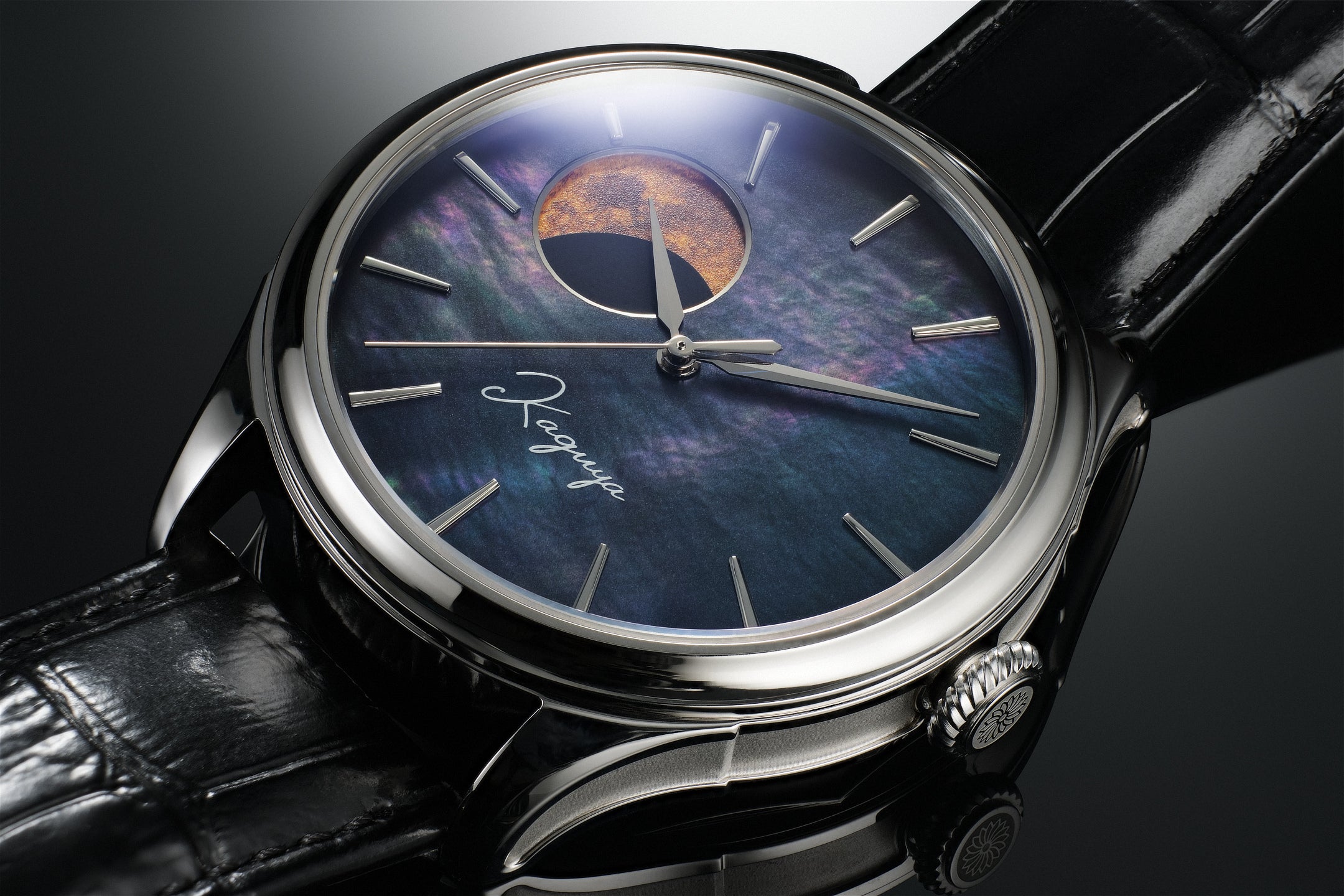 Mother of Pearl Raden Dial moonphase watch Wancher Kaguya Suigetsu 