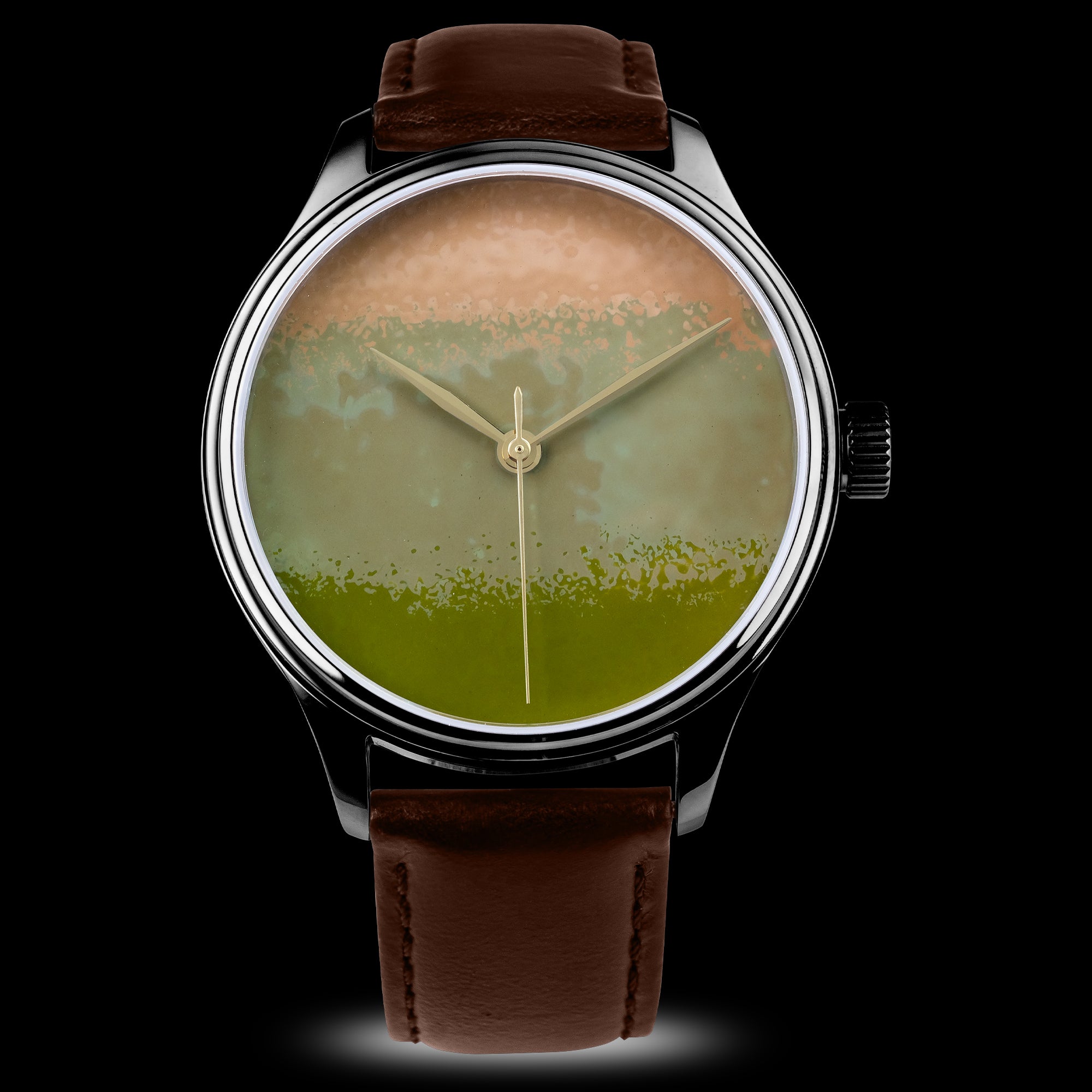 Traditional Japanese Urushi lacquer watch Dream Watch Chawan-Iro Matcha with Ishime Tsuishitsu Nuri Kinma dial art Wancher Watch 