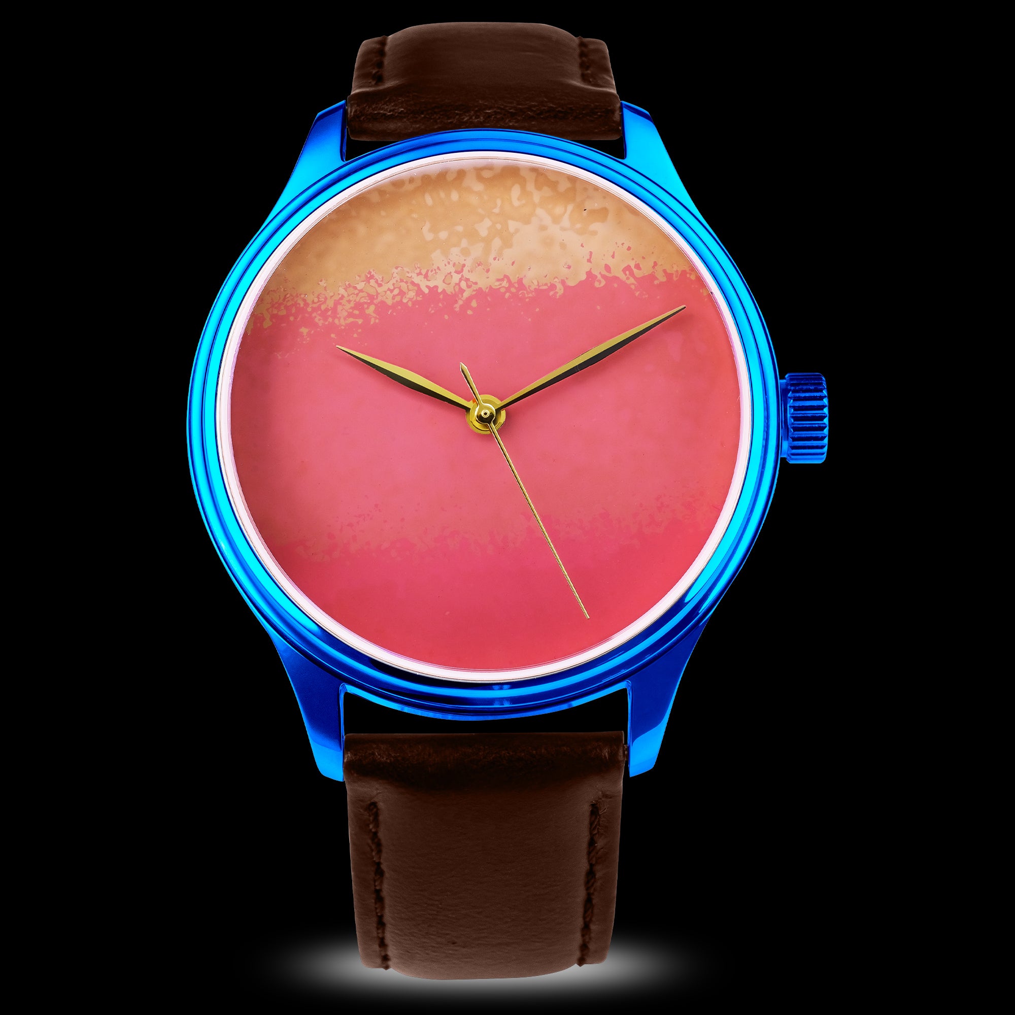 High-end Urushi Watch by Wancher Watch featuring hand-lacquered Urushi Dial using Ishime Tsuishitsu Nuri Kinma Urushi lacquer method