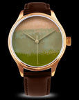 Heritage Japanese lacquer art watch Dream Watch Chawan-Iro Matcha with textured Kinma Urushi dial finish Wancher Watch Urushi Watch 