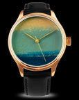 Artisan-made watch dial from Nakatsu Japan showcasing refined Urushi carving technique