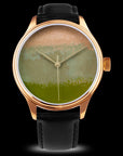 Artisanal Dream Watch Chawan-Iro Matcha Urushi timepiece with traditional Ishime Tsuishitsu Nuri Kinma dial finish