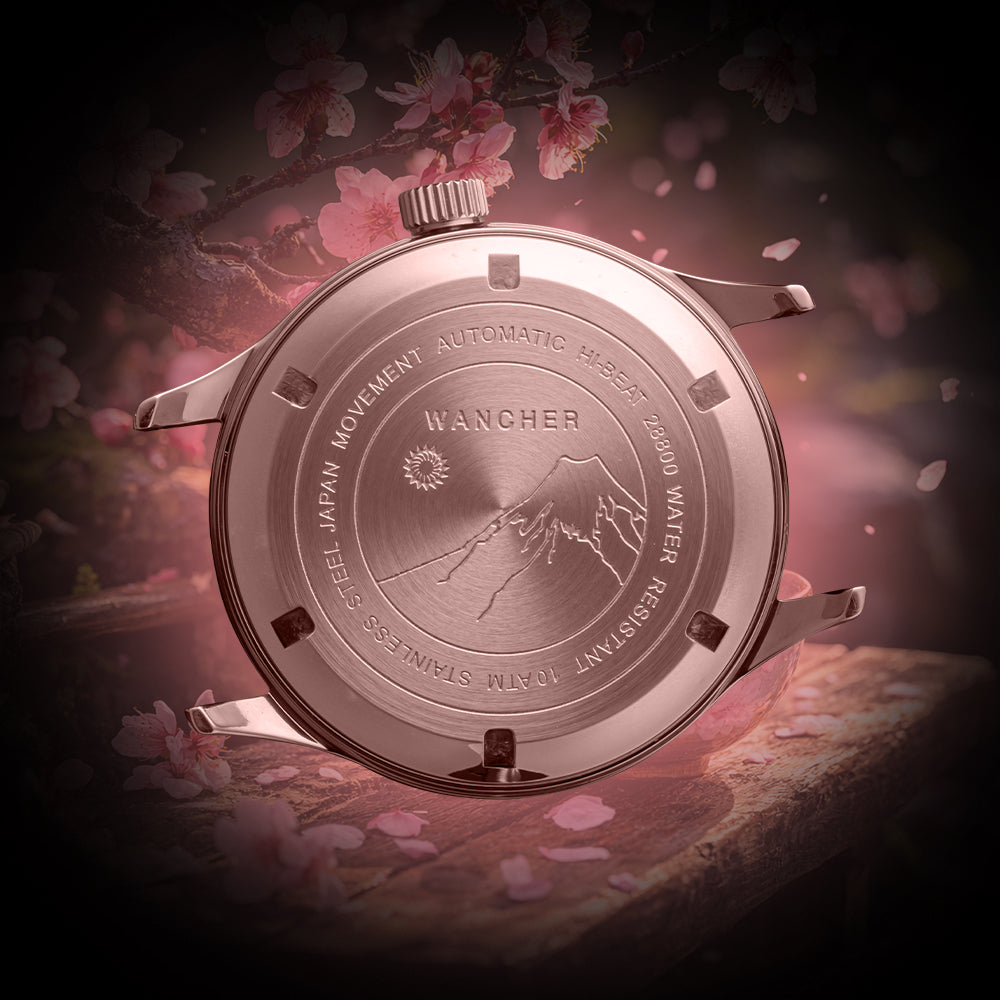 Artistic Urushi maki-e inspired Urushi lacquer dial watch with Chawan-Iro Momo finish representing traditional Japanese Urushi craftsmanship