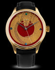 Handcrafted Wancher Dream Dragon Red Dragon Urushi Maki-e watch featuring intricate Japanese lacquer art.