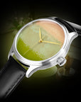 Handcrafted Dream Watch Chawan-Iro Matcha Urushi timepiece with traditional Ishime Tsuishitsu Nuri Kinma and maki-e dial art