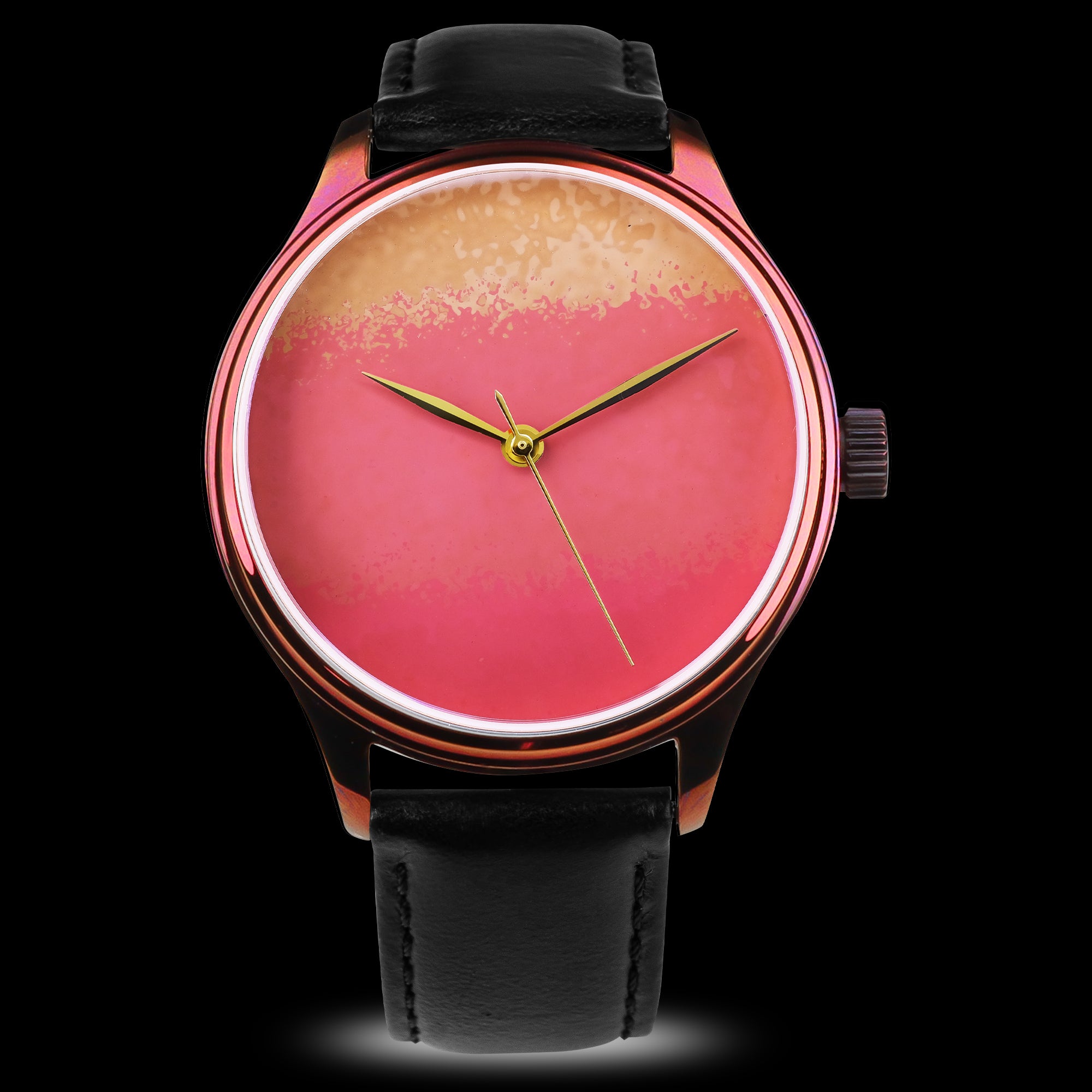Limited artisan Urushi maki-e inspired Urushi Dial watch in Chawan-Iro Momo showcasing authentic Japanese Urushi lacquer heritage