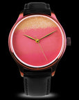 Limited artisan Urushi maki-e inspired Urushi Dial watch in Chawan-Iro Momo showcasing authentic Japanese Urushi lacquer heritage