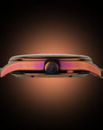 Side profile of the Wancher Dream Watch Urushi Purple, hand-lacquered purple Echizen urushi dial