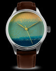 Japanese luxury timepiece with textured Urushi surface and polished Kinma fill