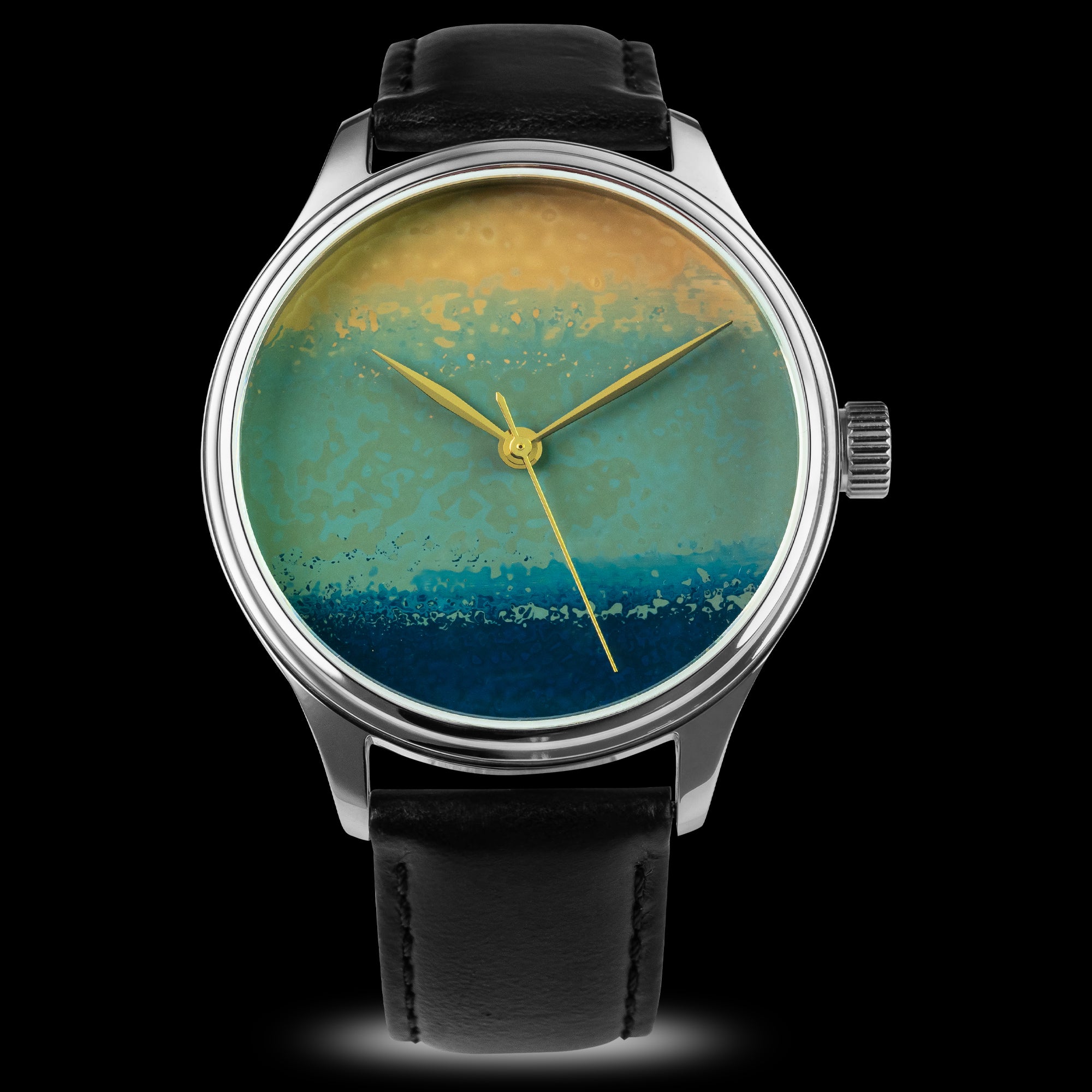 Dream Watch Chawan-iro Ai with carved and polished Urushi dial handcrafted in Japan