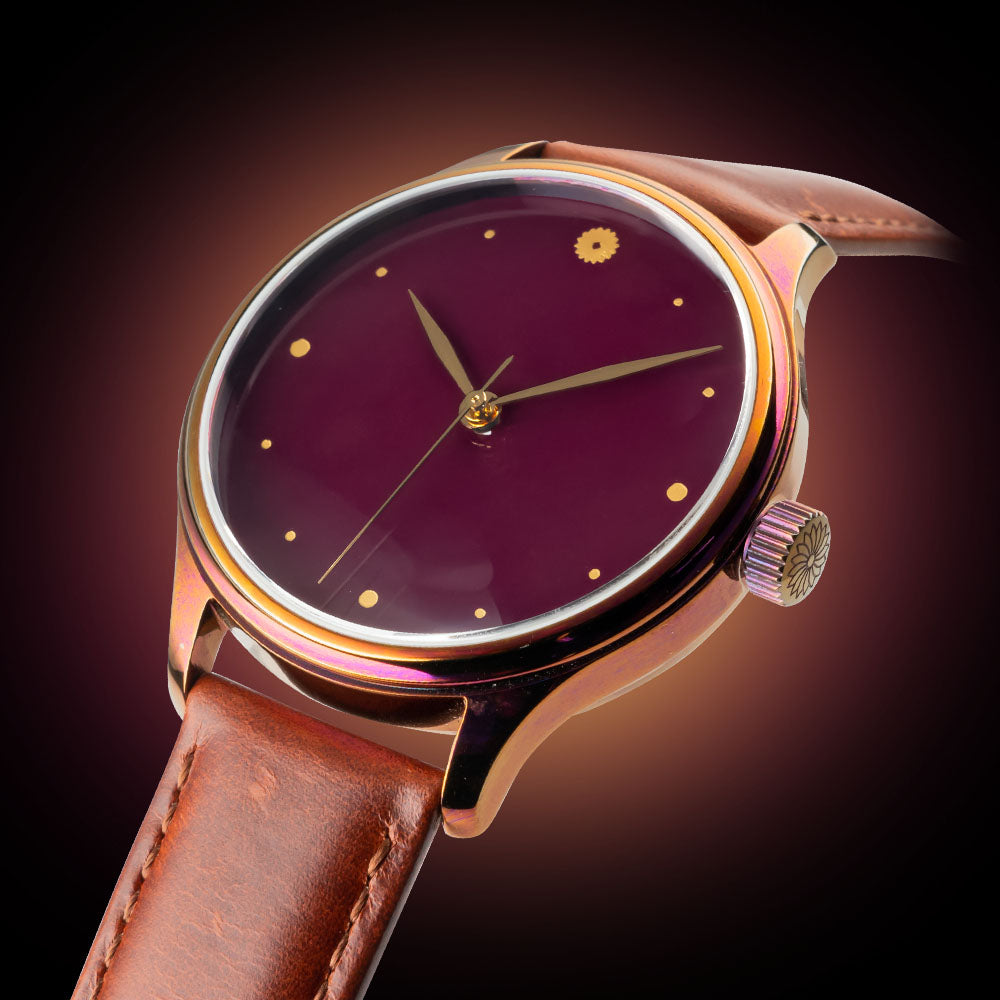 Wancher Dream Watch Urushi Purple Echizen urushi watch, handcrafted in Japan