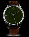 Dream Watch - Green Tamenuri Urushi Lacquer  Watch I Wancher Watch Black Case Brown Strap 