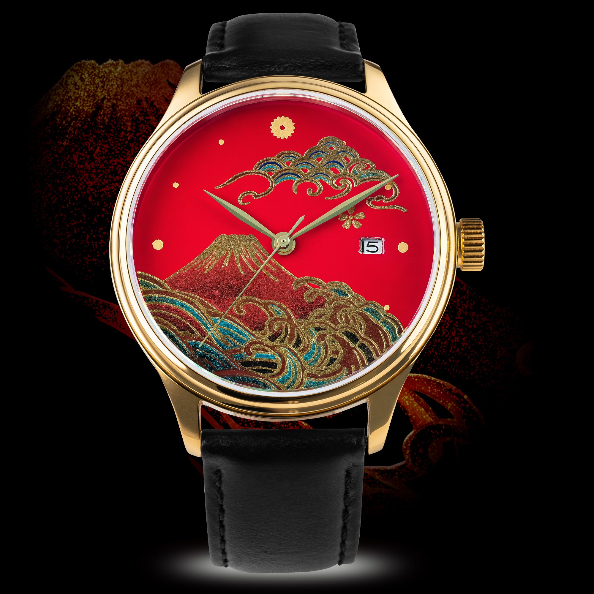 【未使用品】motto_kuma URUSHI/INDIGO GNU×HUKU Wancher Dream Watch Aka Fuji Urushi Kindai Maki-e 蒔絵 | Japanese
