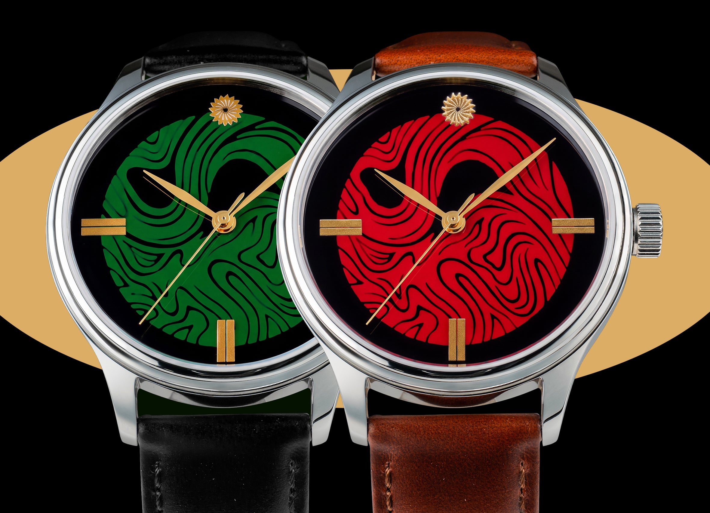 Dream Watch Kawari Nuri hand lacquered urushi dial watch Red urushi dial watch with gold maki-e hour markers