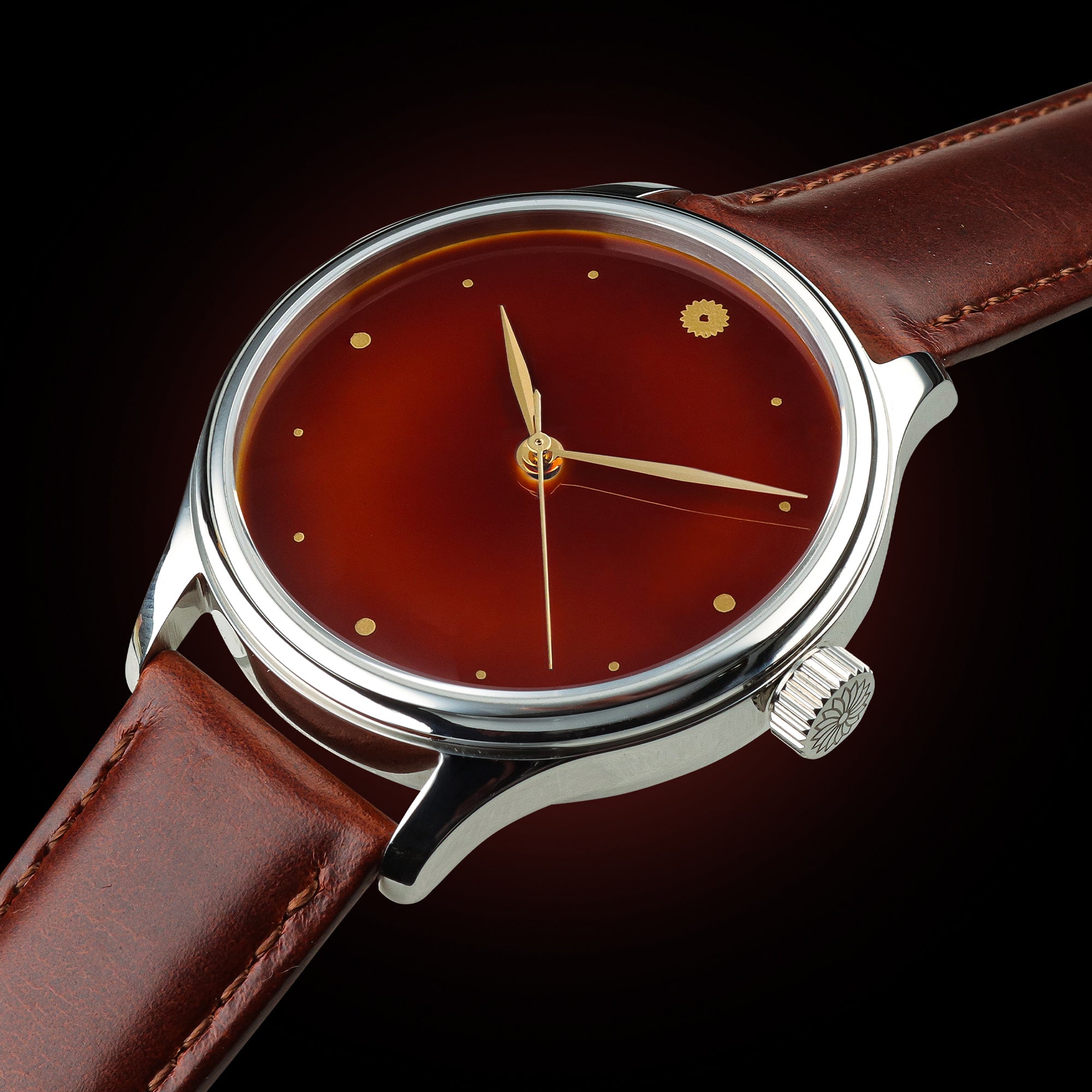 Wancher Watch urushi watch with Dream Watch urushi dial art, a hand lacquered urushi watch inspired by traditional Japanese lacquer techniques