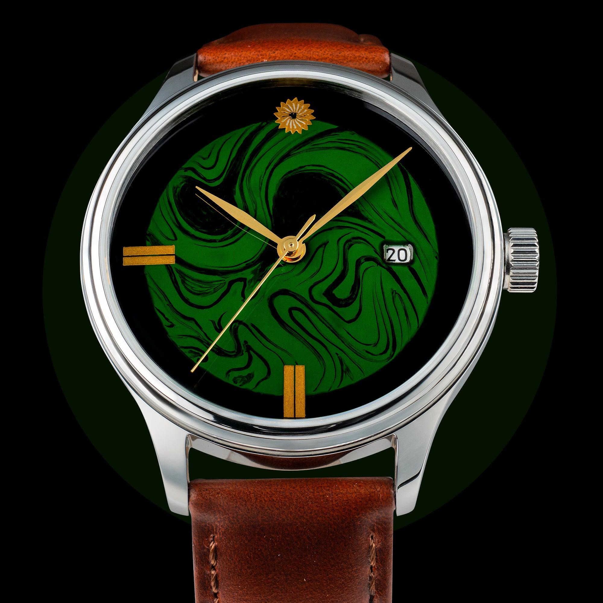 RAIRA 掛時計 WC-01-M グリーン Wancher Dream Watch - Kawari Nuri (Urushi Lacquer Watch) - Wancher