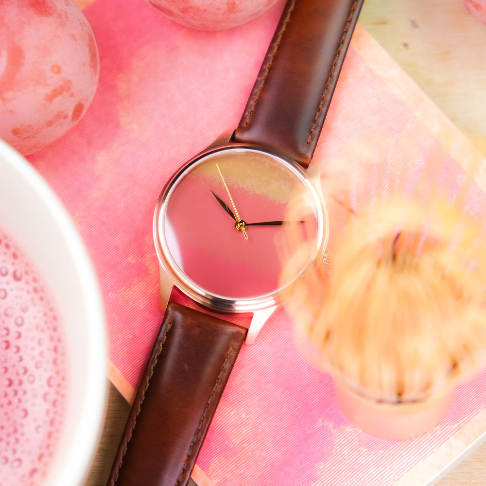 Premium Urushi Watch with hand-lacquered Urushi Dial by Wancher Watch using centuries-old Japanese Urushi lacquer techniques