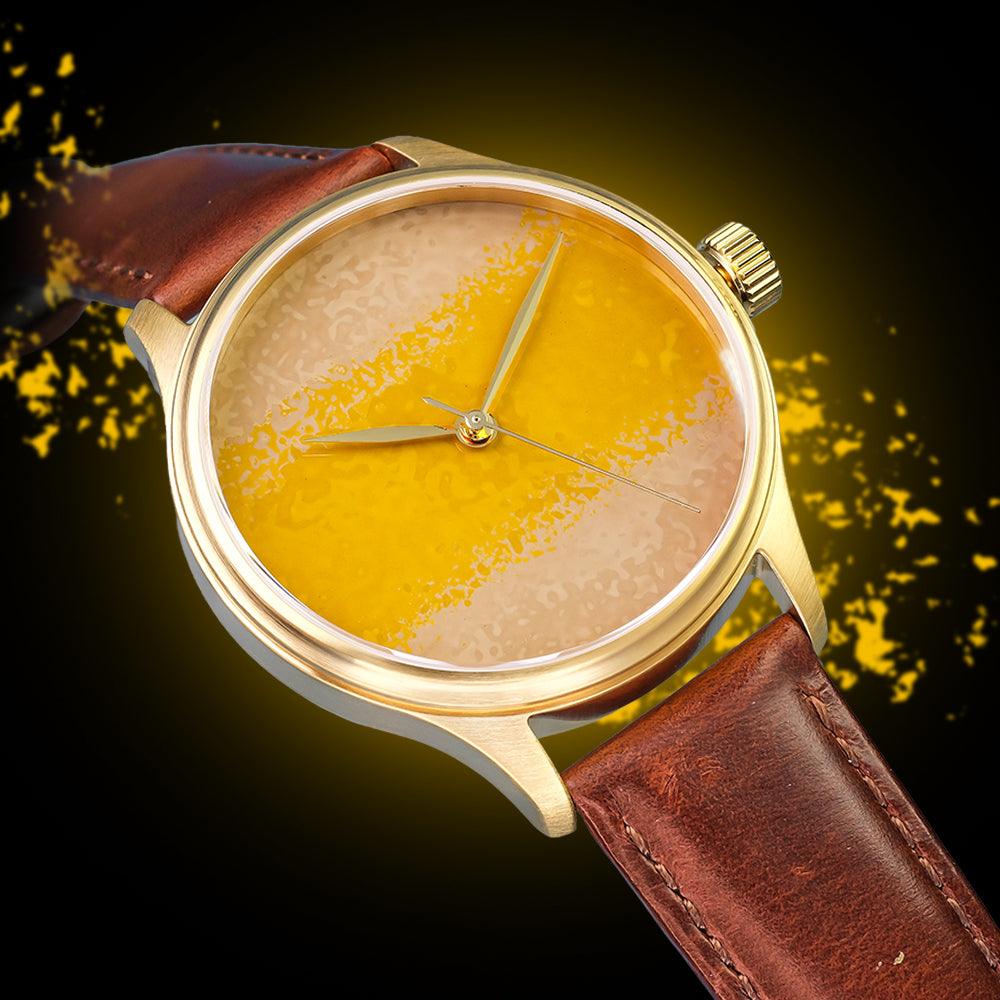 Luxury Japanese Urushi lacquer Urushi Watch showcasing textured Chawan-Iro Kabocha Urushi Dial inspired by Urushi maki-e artistry