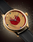 Luxury Japanese Urushi Maki-e watch with red dragon design by Wancher.