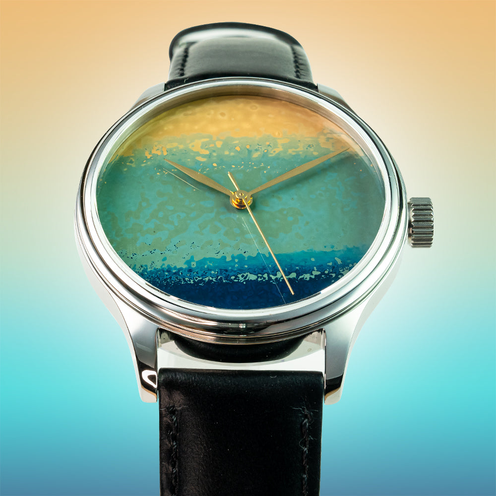 Side view of Dream Watch showcasing Urushi artistry by Nakatsu master Hirota Yoko