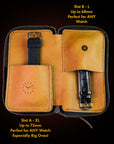 Series 003 Hand Crafted Deer Leather - Watch Travel Pouch (2 Large Slot)