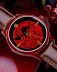 Rare urushi lacquer watch case, first-of-its-kind 316L steel Wajima craftsmanship Aizu Japan Urushi Lacquered Watch Wancher Watch 