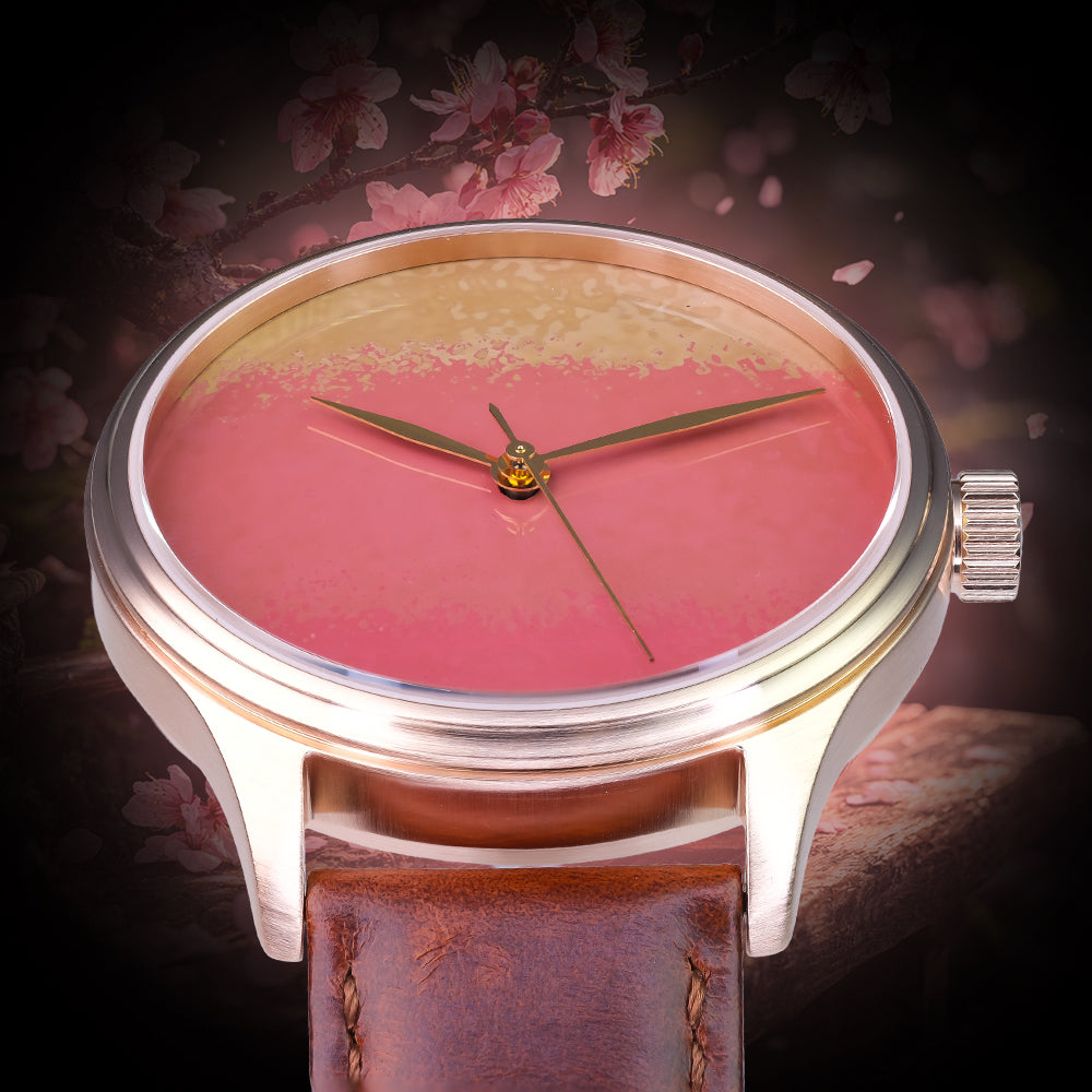 Luxury Urushi lacquer timepiece with Urushi Dial crafted using Ishime Tsuishitsu Nuri Kinma technique by Wancher Watch 