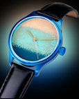 Dream Watch Chawan iro Ai Urushi Watch Blue Case Wancher Watch Yoko Master Hirota Urushi Artwork on a Watch dial
