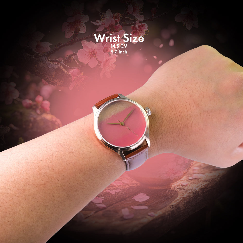 Dream Watch Chawan-Iro Momo Urushi Watch featuring textured Urushi lacquer dial inspired by traditional Urushi maki-e aesthetics 