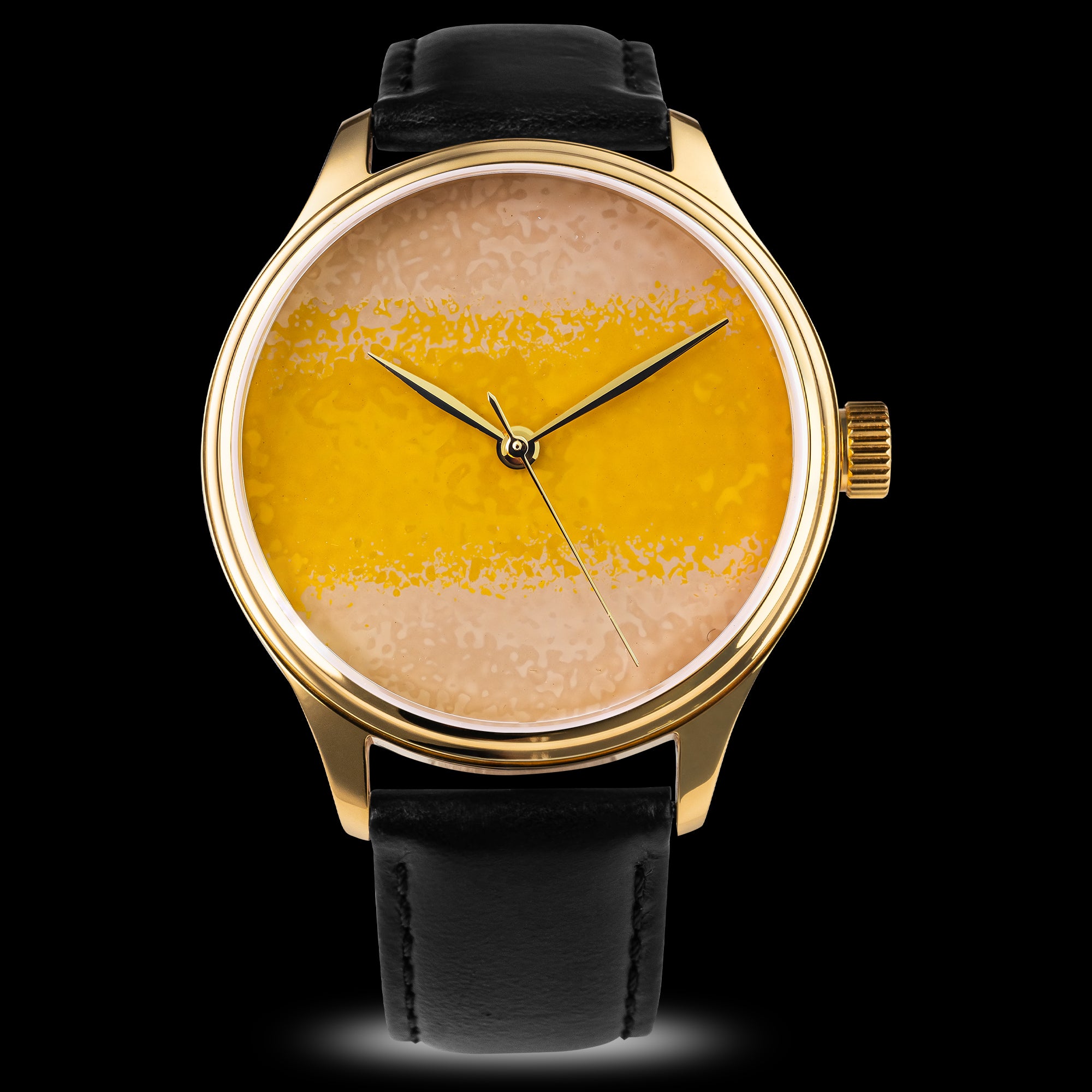 High-end Urushi Watch by Wancher Watch featuring hand-lacquered Chawan-Iro Kabocha Urushi Dial using Ishime Tsuishitsu Nuri Kinma method