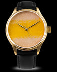 High-end Urushi Watch by Wancher Watch featuring hand-lacquered Chawan-Iro Kabocha Urushi Dial using Ishime Tsuishitsu Nuri Kinma method