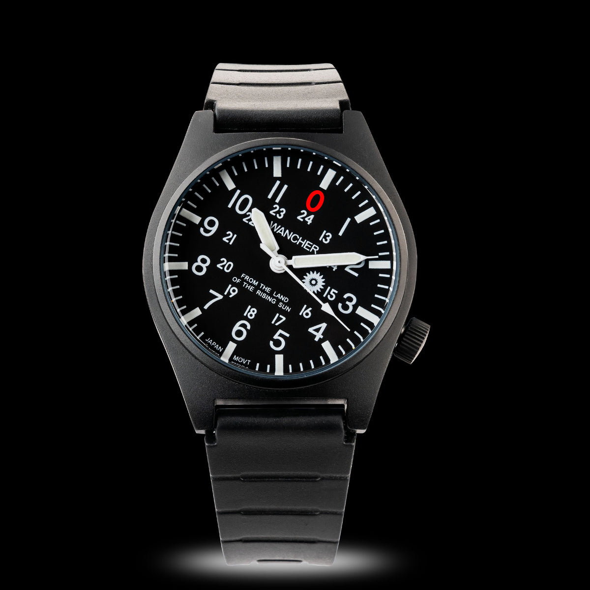 Wancher Gurkha Tilted Field Watch on canvas strap – Durable Japanese watch for military-inspired adventures